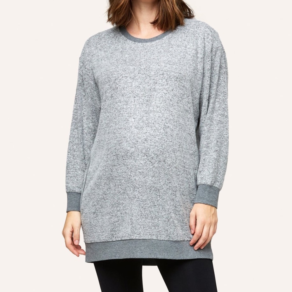 Nom Maternity Light Gray Jo Nursing Sweatshirt Pullover Cloud Knit Sweater